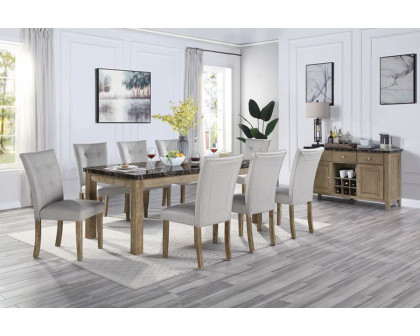 ACME - Charnell Dining Table in Marble Top/Oak