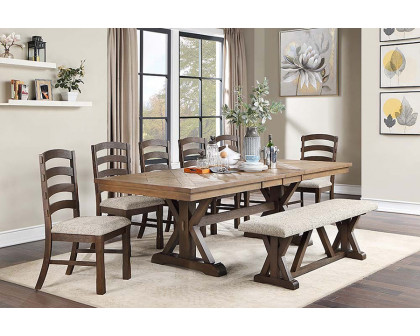 ACME - Pascaline Dining Table in Gray/Rustic Brown/Oak