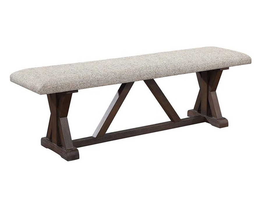 ACME - Pascaline Bench in Gray/Rustic Brown/Oak