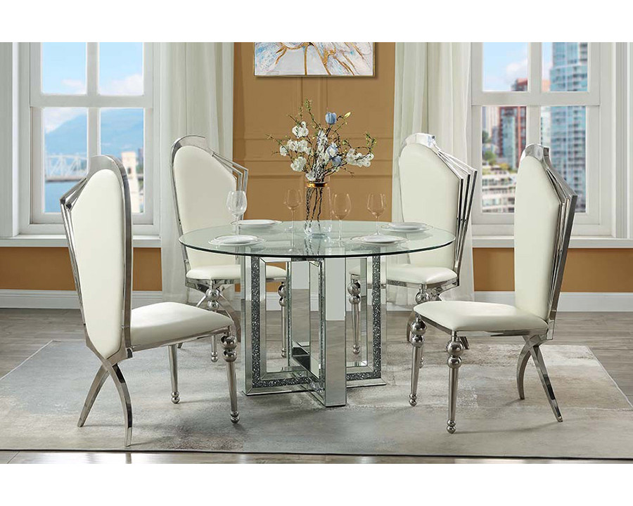 ACME - Noralie Dining Table in Mirrored/Faux Diamonds (DN00715)