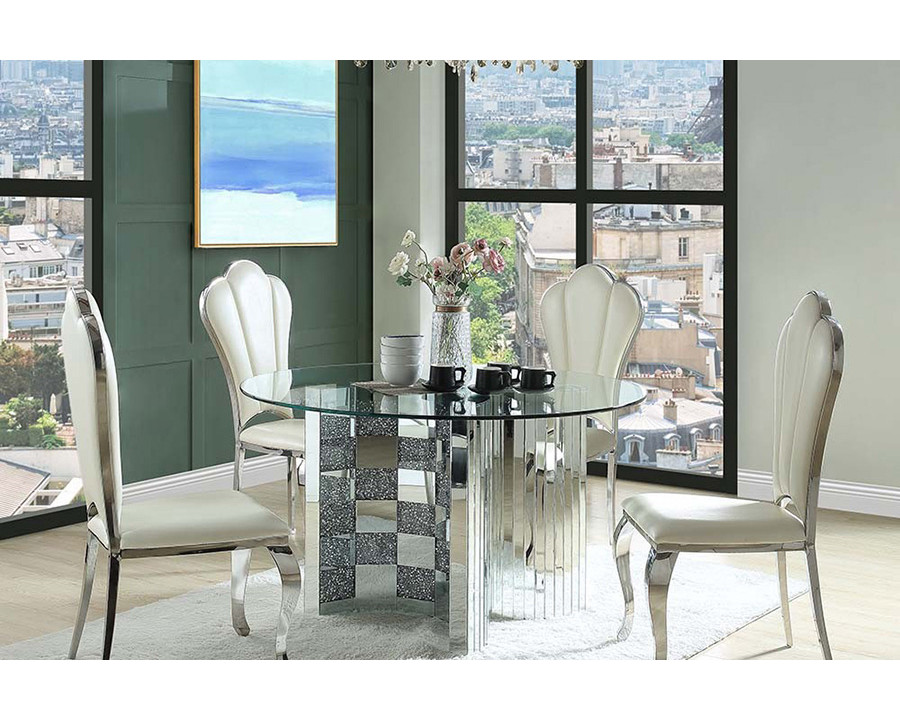 ACME - Noralie Dining Table in Mirrored/Faux Diamonds (DN00718)