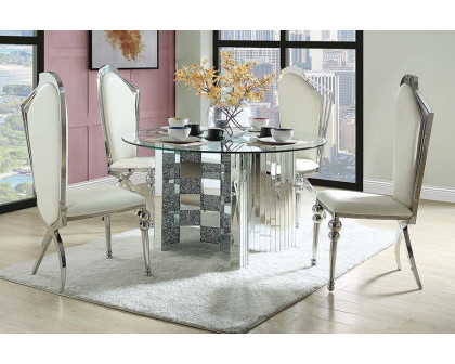 ACME - Noralie Dining Table in Mirrored/Faux Diamonds (DN00718)