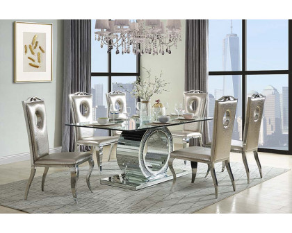 ACME - Noralie Dining Table in Mirrored/Faux Diamonds (DN00720)