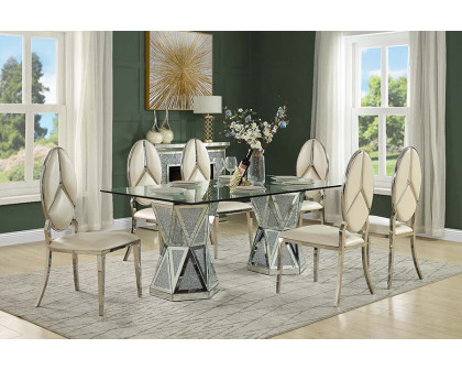 ACME - Noralie Dining Table in Mirrored/Faux Diamonds (DN00722)