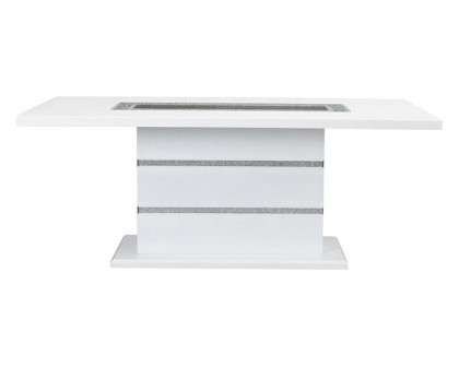 ACME - Elizaveta Dining Table with Pedestal Base in Faux Crystal Diamonds/White High Gloss