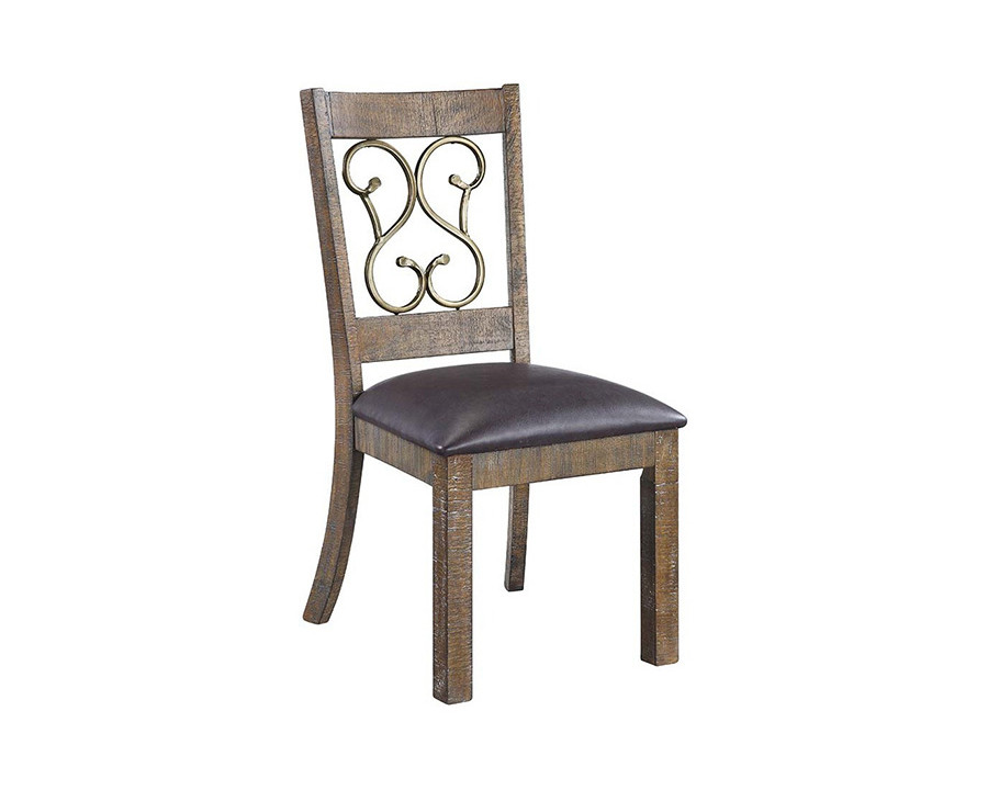 ACME - Raphaela Side Chair (Set-2) in Black/Weathered Cherry