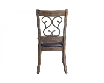 ACME - Raphaela Side Chair (Set-2) in Black/Weathered Cherry