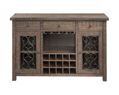 ACME - Raphaela Server with Cup Holder & Wine Rack in Weathered Cherry