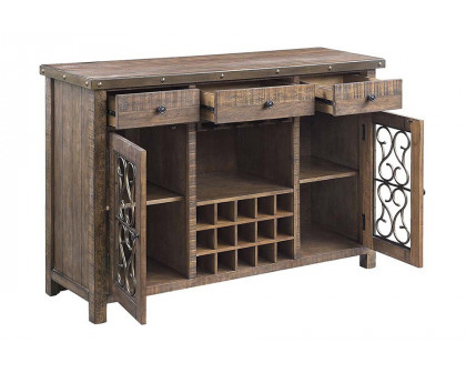 ACME - Raphaela Server with Cup Holder & Wine Rack in Weathered Cherry