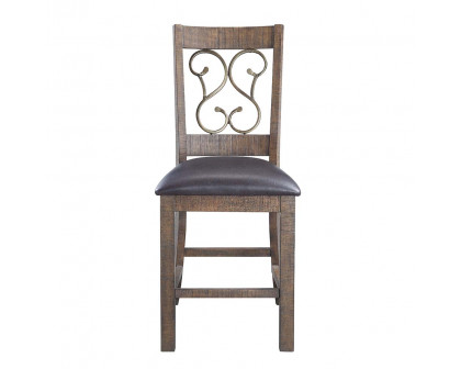 ACME - Raphaela Counter Height Chair (Set of 2) in Black/Weathered Cherry