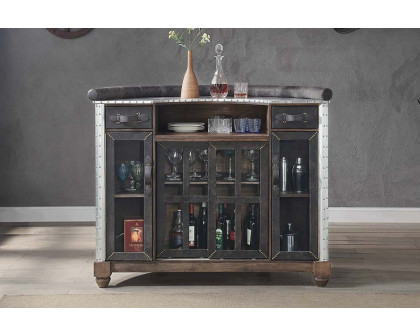 ACME - Rahma Bar Table in Antique Ebony/Aluminum