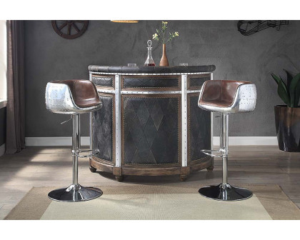 ACME - Rahma Bar Table in Antique Ebony/Aluminum