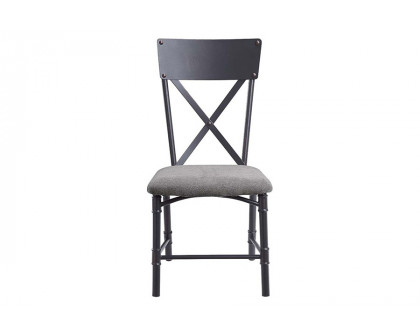 ACME - Edina Side Chair (Set-2) in Gray/Oak/Sandy Black