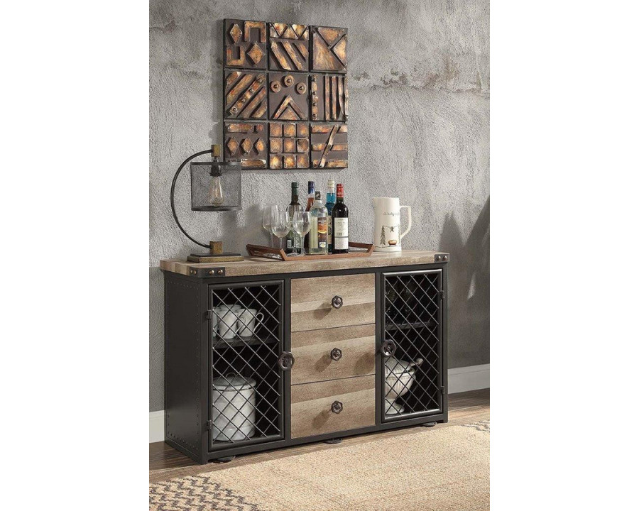 ACME - Edina Server in Oak/Sandy Black