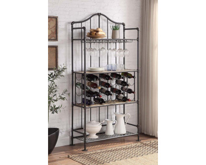 ACME - Edina Wine Rack in Oak/Sandy Black