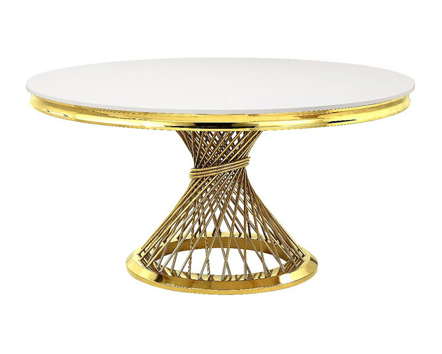 ACME - Fallon Dining Table in Engineered Stone/Mirrored Gold