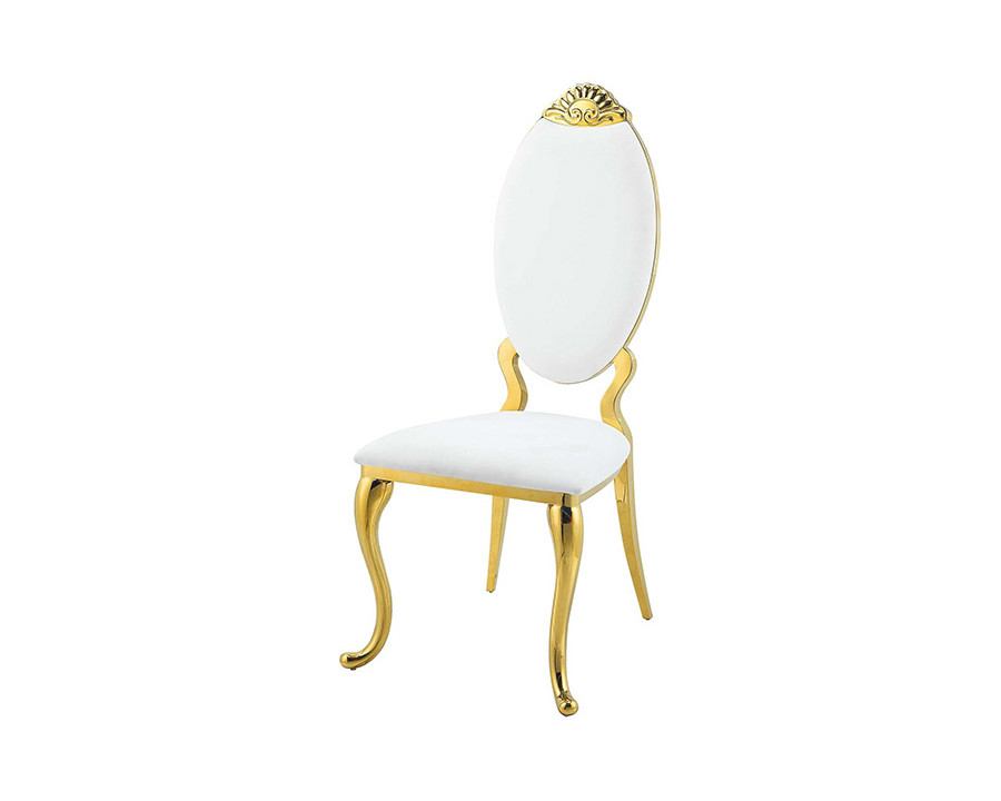 ACME - Fallon Side Chair(Set-2) in White/Mirrored Gold