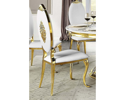 ACME - Fallon Side Chair(Set-2) in White/Mirrored Gold