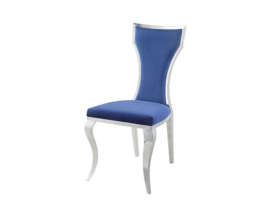 ACME - Azriel Side Chair(Set-2) in Blue/Mirroed Silver