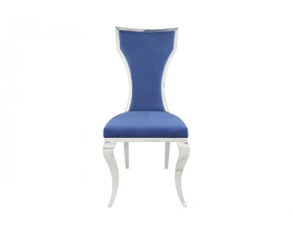 ACME - Azriel Side Chair(Set-2) in Blue/Mirroed Silver