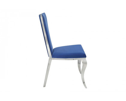 ACME - Azriel Side Chair(Set-2) in Blue/Mirroed Silver