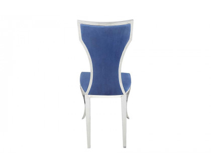 ACME - Azriel Side Chair(Set-2) in Blue/Mirroed Silver