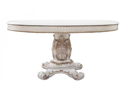 ACME - Vendome Round Dining Table with Pedestal Base in Antique Pearl (DN01222)