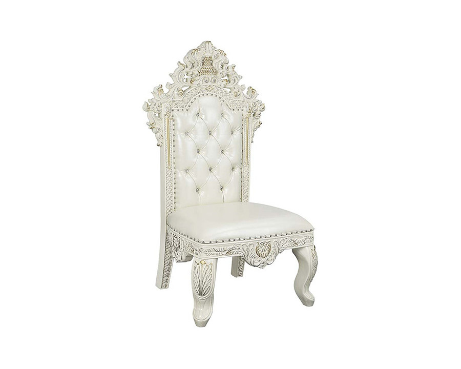 ACME - Adara Side Chair (Set-2) in Pearl White/Antique White