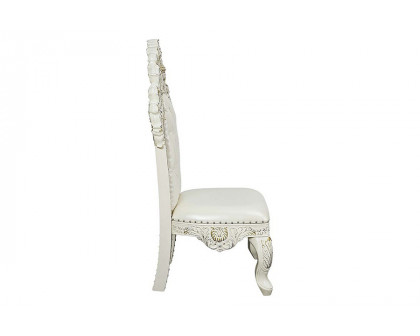 ACME - Adara Side Chair (Set-2) in Pearl White/Antique White