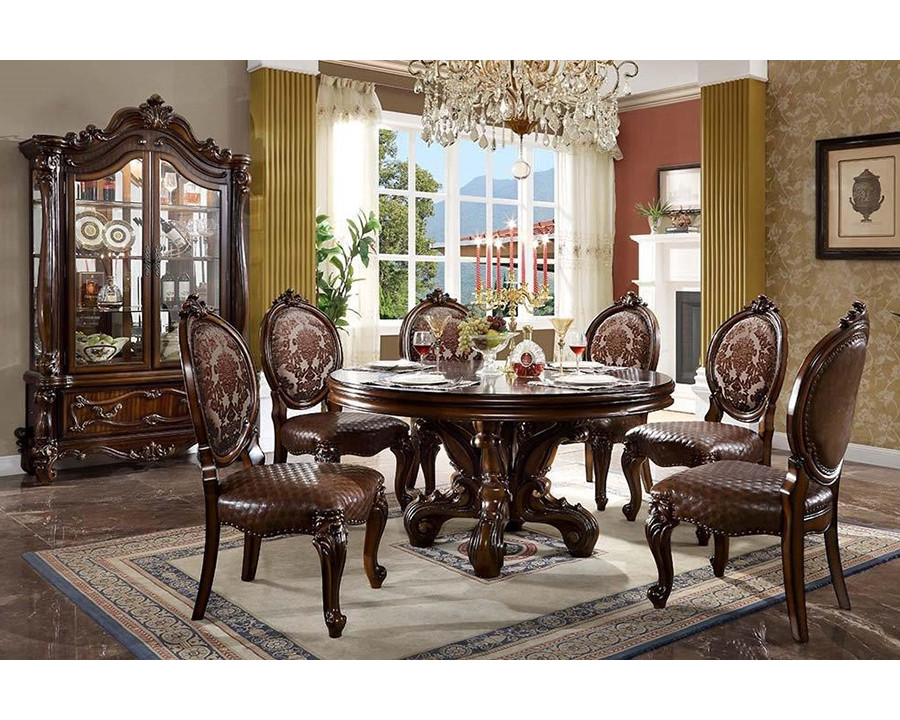 ACME - Versailles Round Dining Table with Single Pedestal