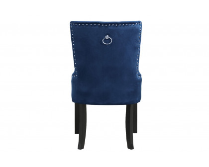 ACME Varian II Side Chair - Navy Velvet/Black/Sliver