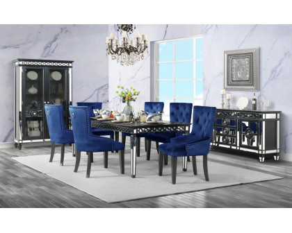 ACME Varian II Side Chair - Navy Velvet/Black/Sliver