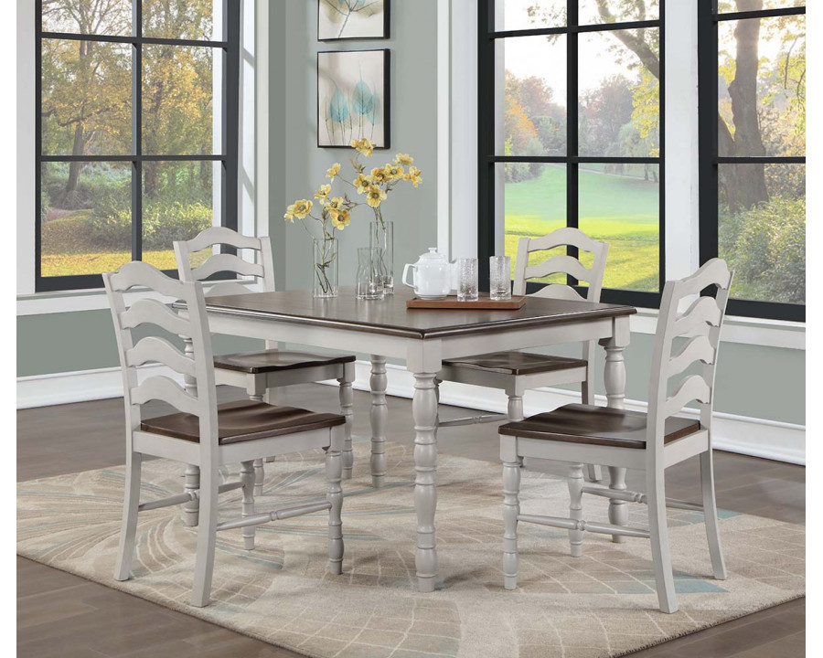 ACME - Bettina 5Pc Pack Dining Set in Gray/Weathered Oak