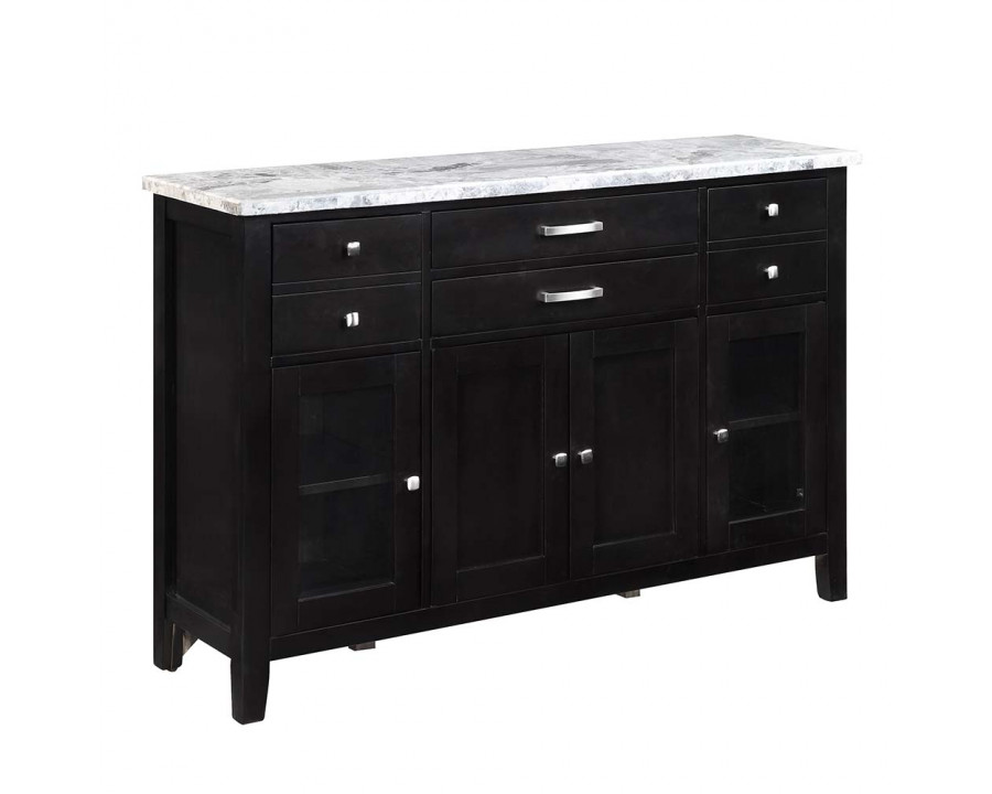 ACME - Hussein Server with Marble Top in Natural Marble Top/Black