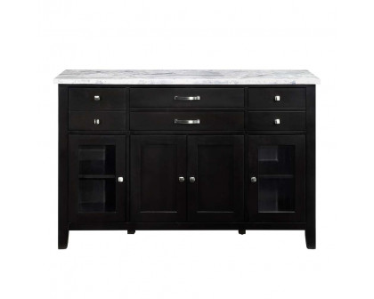 ACME - Hussein Server with Marble Top in Natural Marble Top/Black