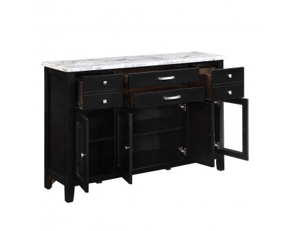 ACME - Hussein Server with Marble Top in Natural Marble Top/Black