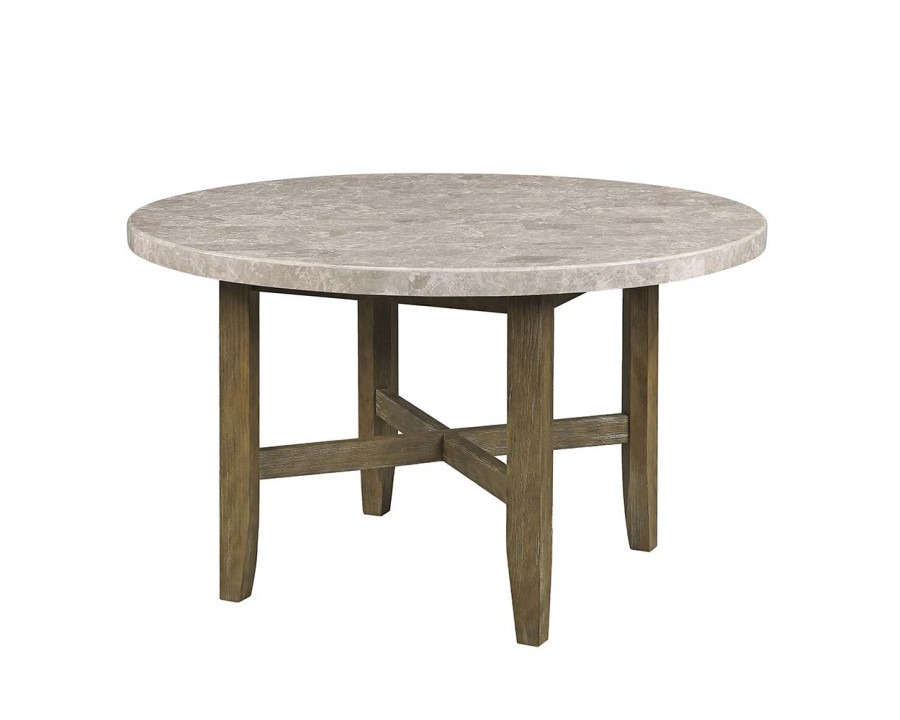 ACME - Karsen Dining Table with Marble Top in Natural Marble Top/Rustic Oak