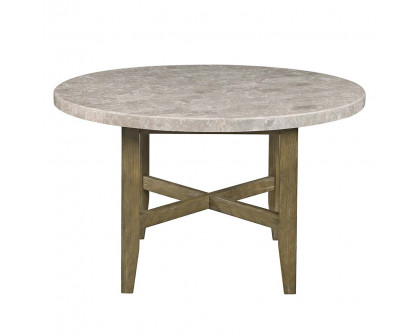 ACME - Karsen Dining Table with Marble Top in Natural Marble Top/Rustic Oak