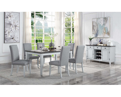 ACME - Lanton Dining Table in Natural Marble/Antique White