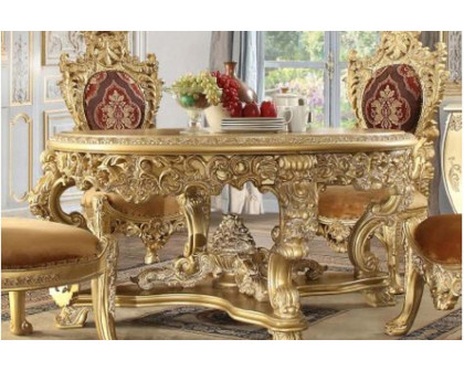 ACME - Bernadette Round Dining Table in Gold