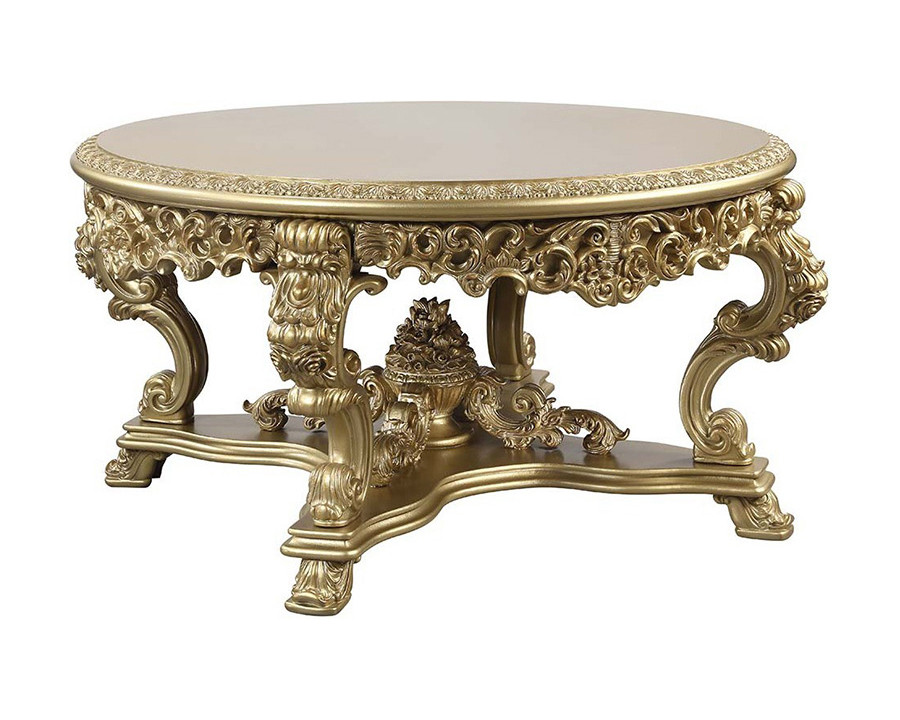 ACME - Bernadette Round Dining Table in Gold