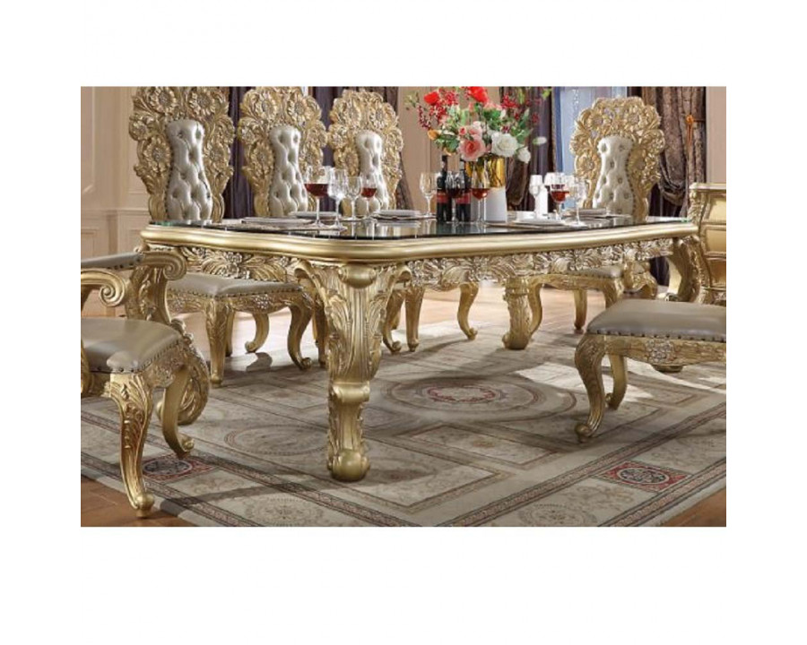 ACME - Cabriole Dining Table in Gold