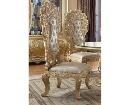 ACME - Cabriole Side Chair (Set of 2) in Light Gold/Gold