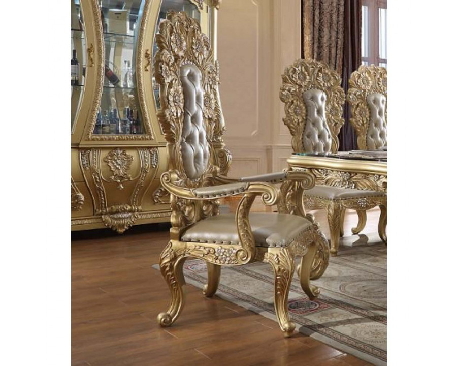 ACME - Cabriole Arm Chair (Set of 2) in Light Gold/Gold