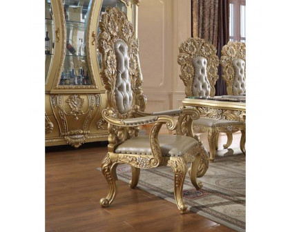 ACME - Cabriole Arm Chair (Set of 2) in Light Gold/Gold