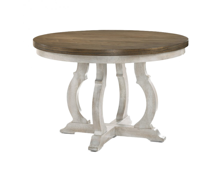 ACME - Cillin Round Dining Table in Walnut/Antique White