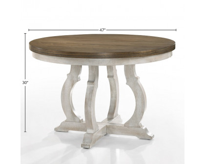 ACME - Cillin Round Dining Table in Walnut/Antique White