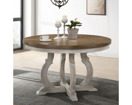 ACME - Cillin Round Dining Table in Walnut/Antique White