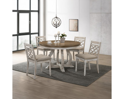 ACME - Cillin Round Dining Table in Walnut/Antique White