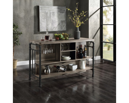 ACME - Edina Counter Height Table in Antique Oak/Sandy Gray